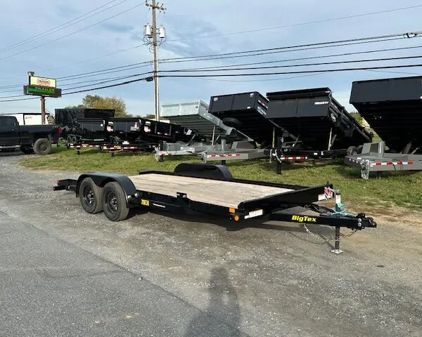 Big Tex 7 x 18 Wood Deck Car Trailer - Slide Out Ramps