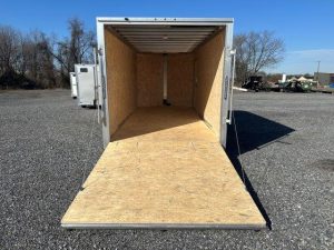 a CargoPro aluminum stealth trailer with the ramp door open