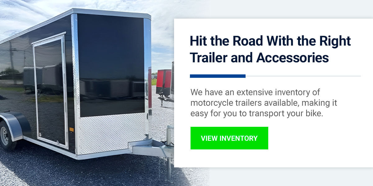 A black motorcycle trailer for sale at Trailer Superstore