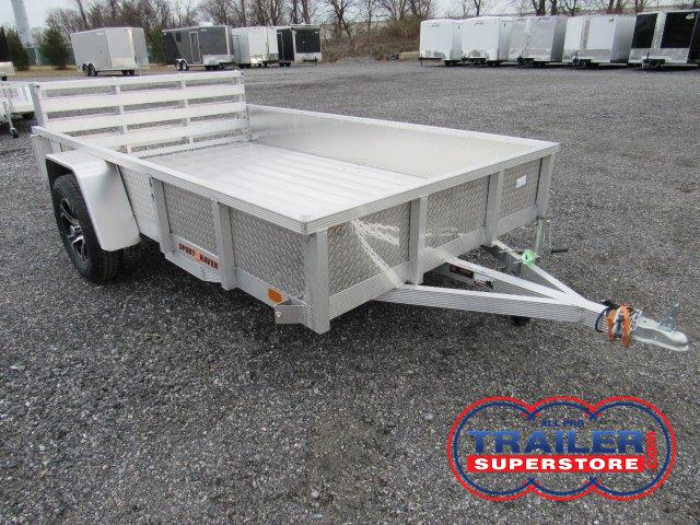 a white Sport Haven landscape utility trailer is parked in a lot