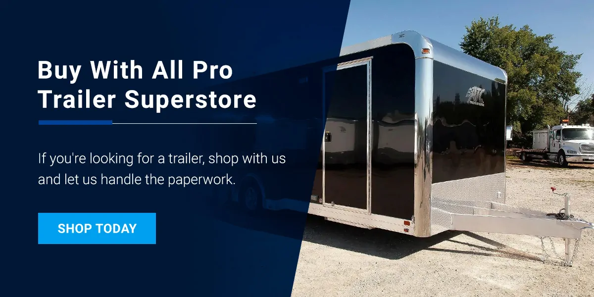 A black enclosed ATC trailer