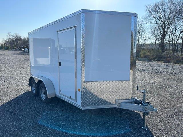 an enclosed CargoPro stealth trailer with aluminum V-nose and torsion axles