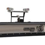 a snow plow with a picture of a dog on it