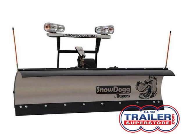 a snow plow with a picture of a dog on it