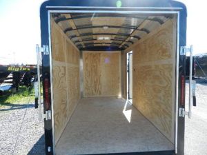 Inside of US Cargo Enclosed Trailer with plywood