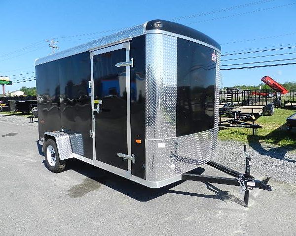 black enclosed trailer with side door