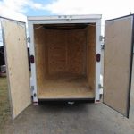 a Diamond Cargo trailer with open rear barn doors
