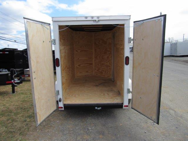 a Diamond Cargo trailer with open rear barn doors