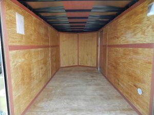 the interior of a Homesteader Patriot trailer with added height
