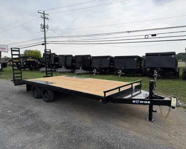 BWise 8 x 20 Deckover Equipment Trailer - Ladder Ramps