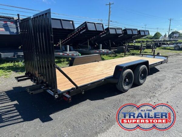 BWise 7 x 20 Equipment Trailer - Split Landscape Ramp