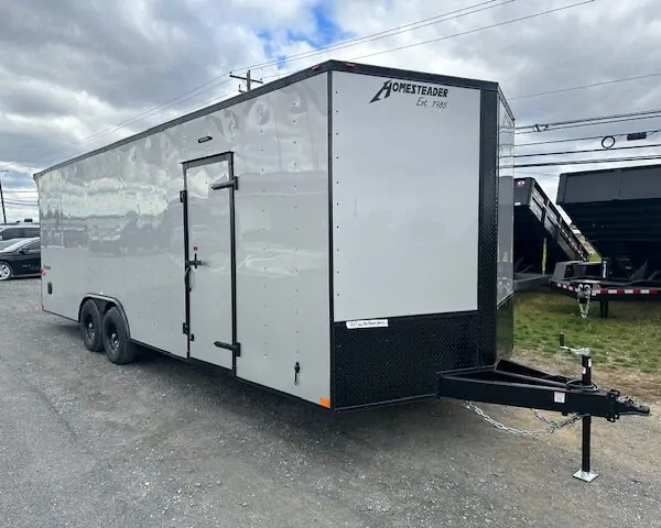 Homesteader 8.5 x 24 Enclosed V-Nose Car Trailer - Black Trim