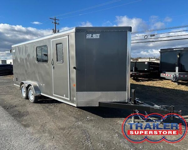Car Mate 7 x 18 Enclosed V-Nose Cargo Trailer - Windows
