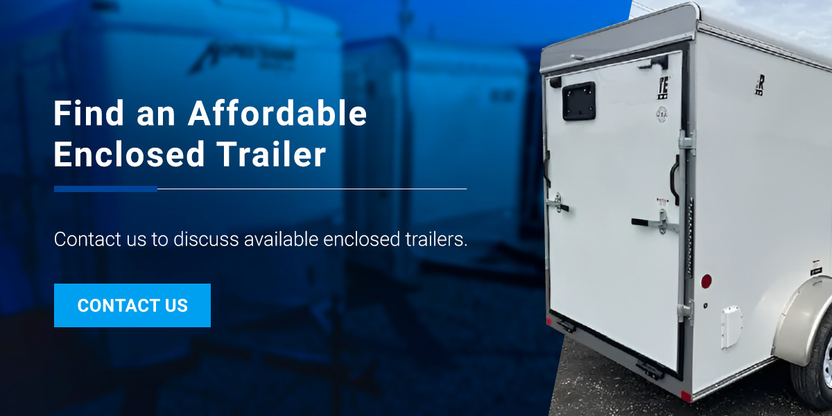 An affordable white enclosed trailer