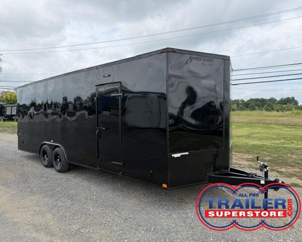 Homesteader 8.5 x 24 Enclosed V-Nose Car Trailer - Black Trim